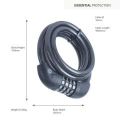 Yale Essential Kablolu Bisiklet Kilidi Şifreli YCC0/10/180/2