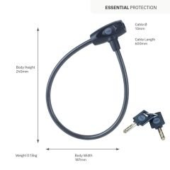 Yale Essential Kablolu Bisiklet Kilidi 10mm - Anahtarlı YCK0/10/60/2