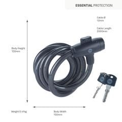 Yale Essential Kablolu Bisiklet Kilidi 12mm - Anahtarlı YCK0/12/200/2